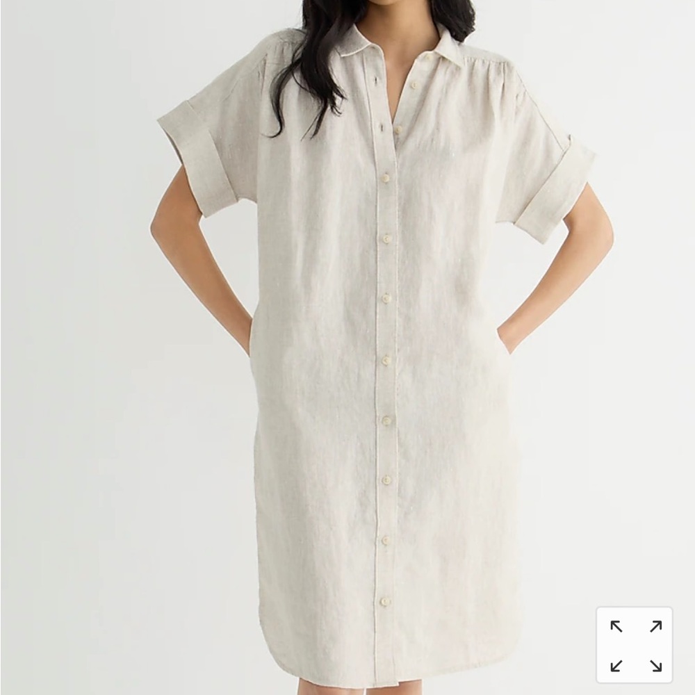 JCrew Relaxed-fit short-sleeve Baird McNutt Irish linen shirtdress in flax